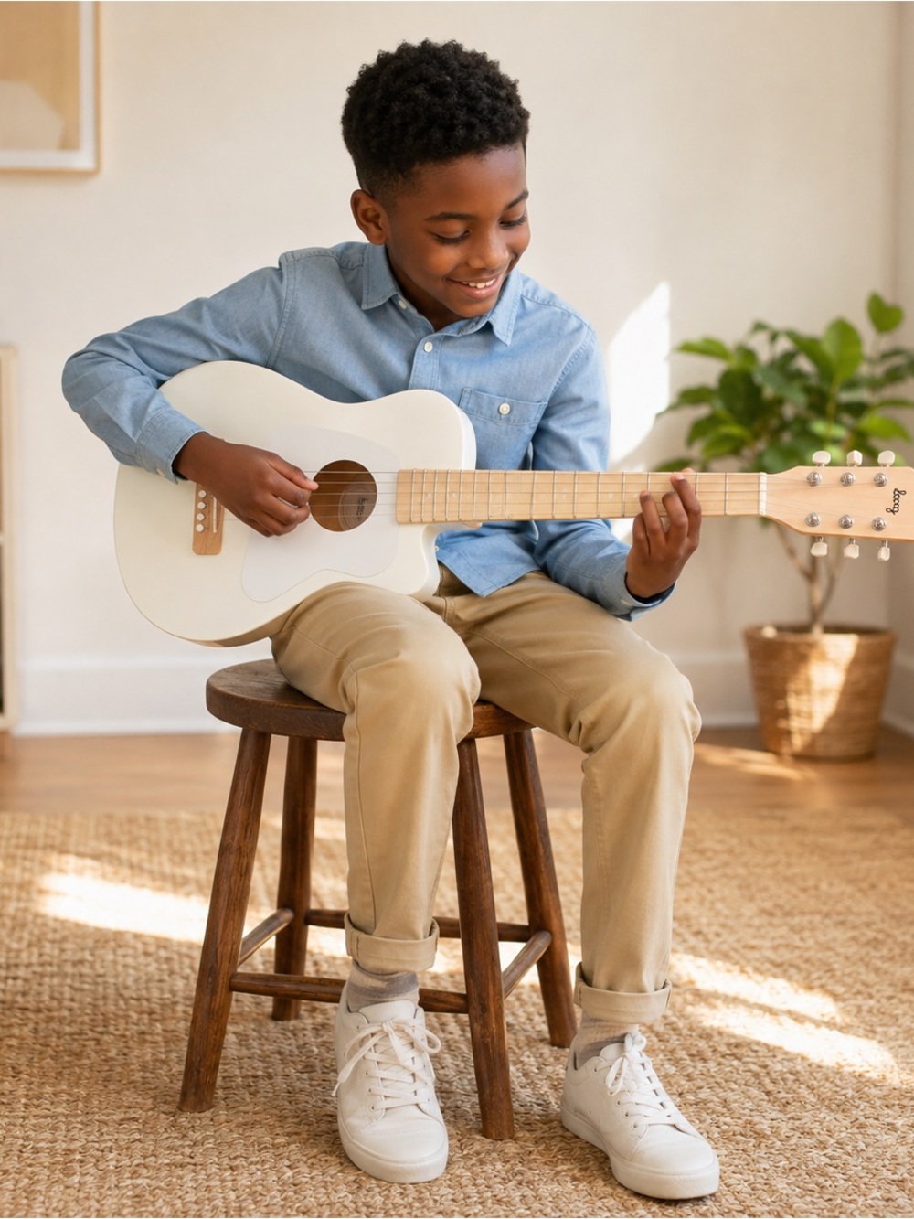 NIB Loog Pro 6 Acoustic White 6-String Beginner Guitar Ages 9+